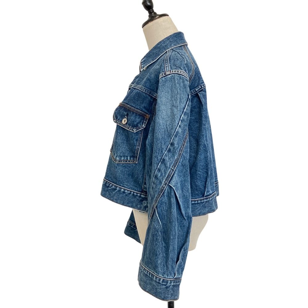 美品 sacai サカイ フレアスリーブ クロップドデニムジャケット 23