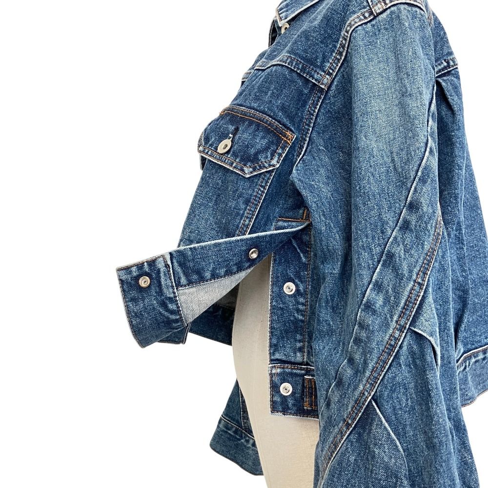 美品 sacai サカイ フレアスリーブ クロップドデニムジャケット 23