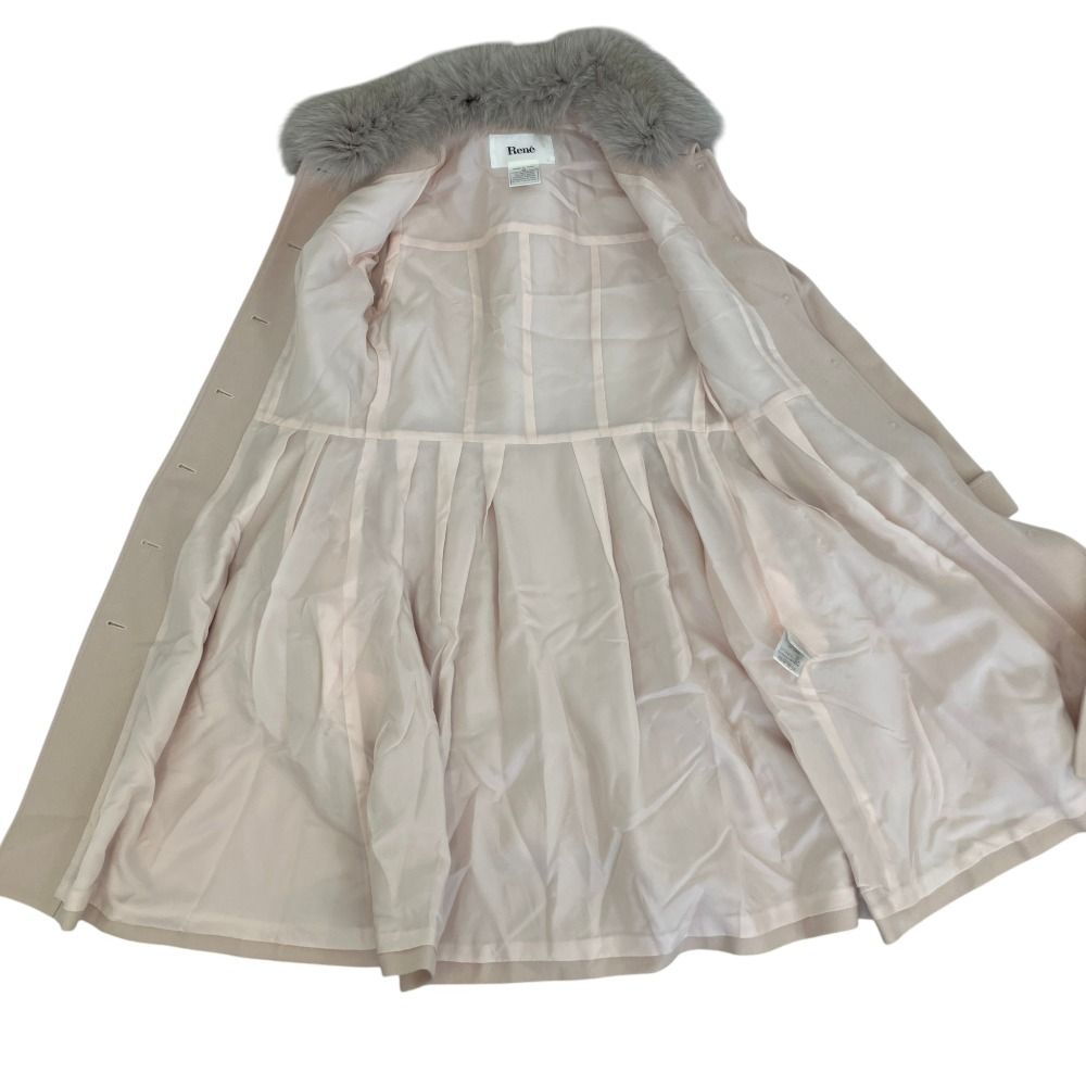 美品 Rene ルネ フラワーボタン フォックスファー ベルテッド ウール