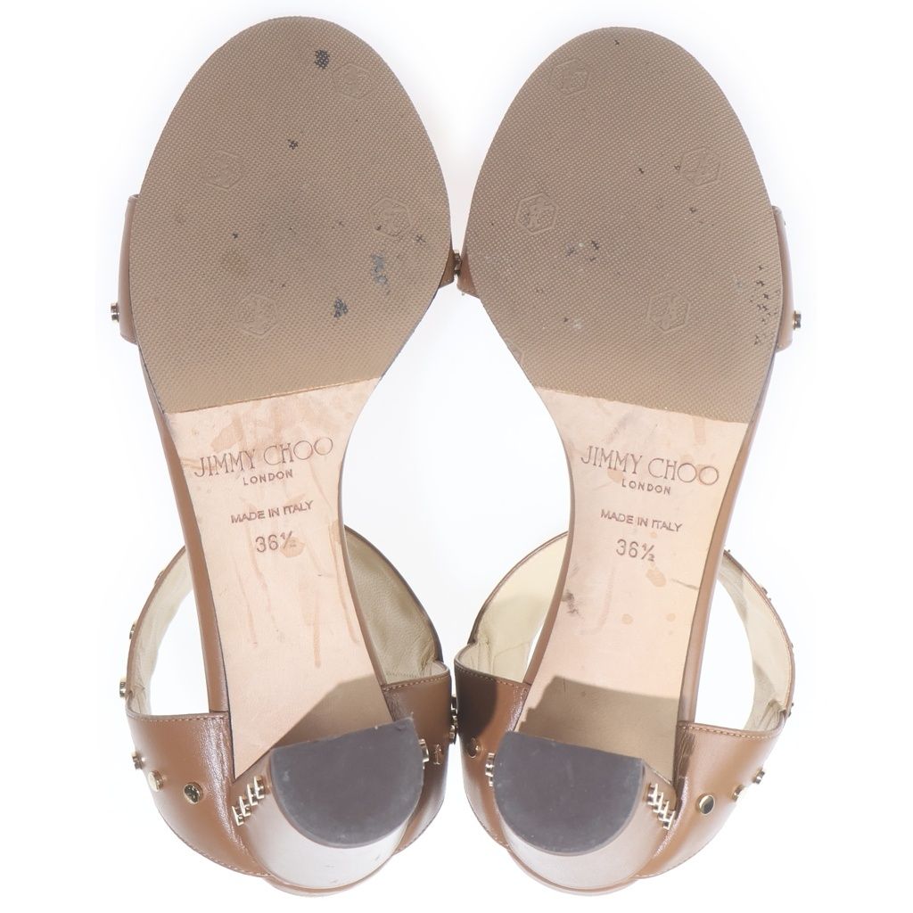 JIMMY CHOO (ジミーチュウ) スタッズ ヒールサンダル ブラウン #36 1/2