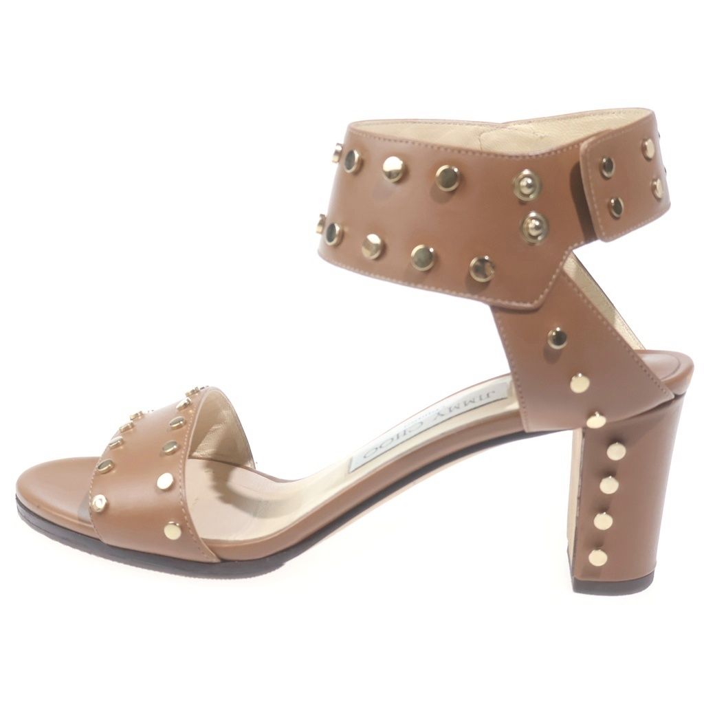 JIMMY CHOO (ジミーチュウ) スタッズ ヒールサンダル ブラウン #36 1/2