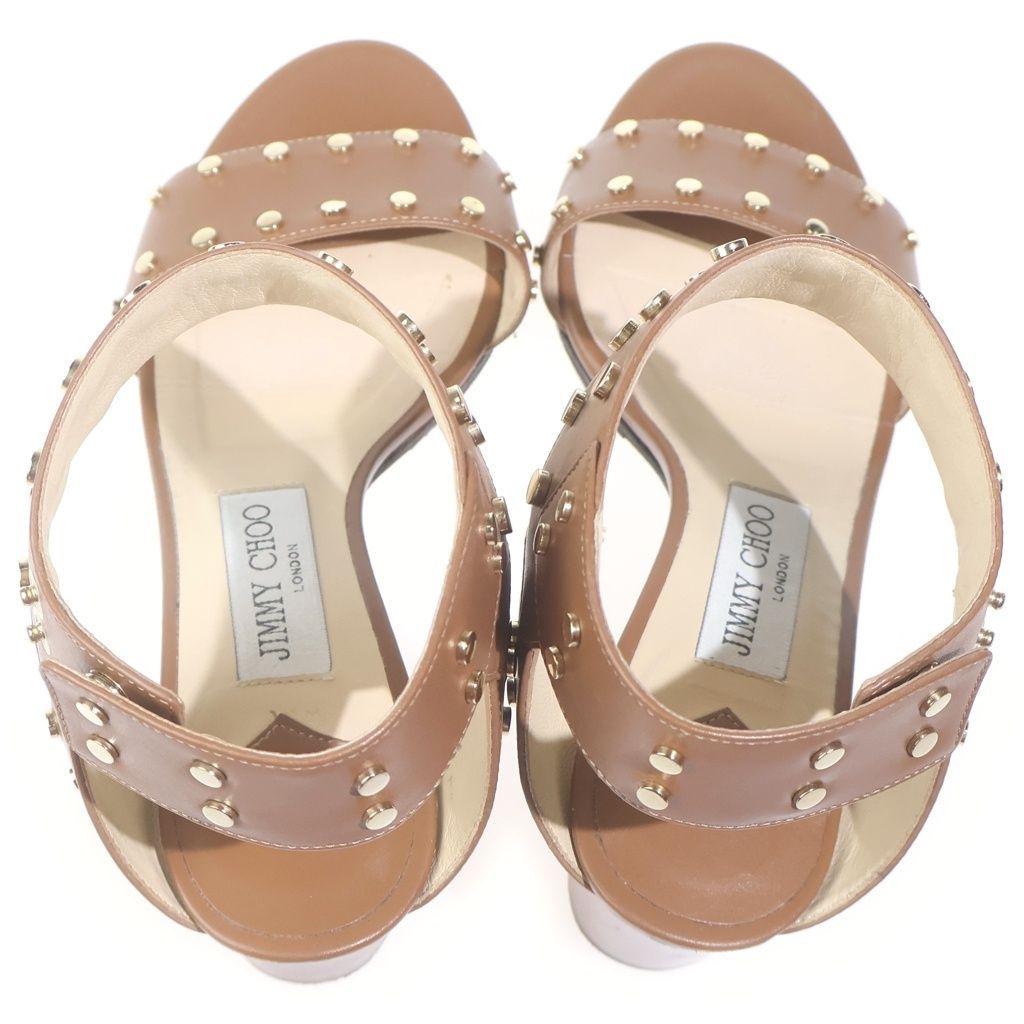 JIMMY CHOO (ジミーチュウ) スタッズ ヒールサンダル ブラウン #36 1/2