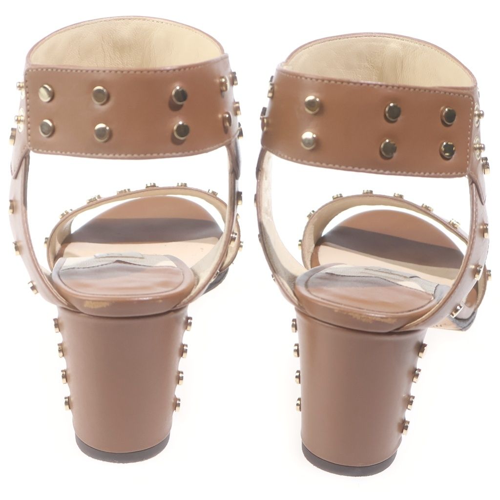 JIMMY CHOO (ジミーチュウ) スタッズ ヒールサンダル ブラウン #36 1/2