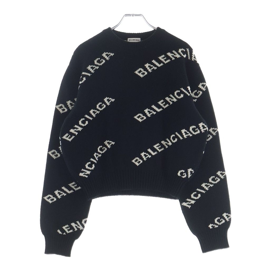 BALENCIAGA (バレンシアガ) ロゴ クロップドニット ブラック #S