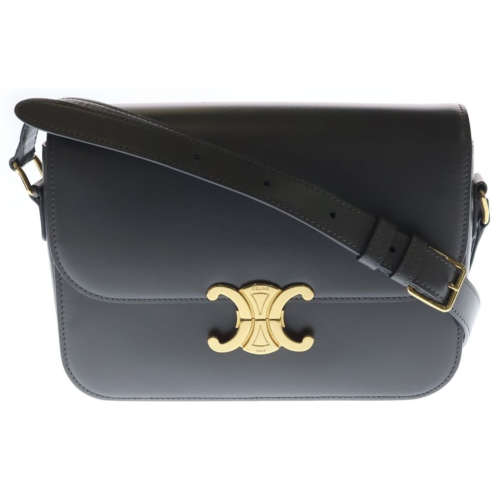 CELINE (セリーヌ) ティーントリオンフ ショルダーバッグ グレー カーフスキン ゴールド金具