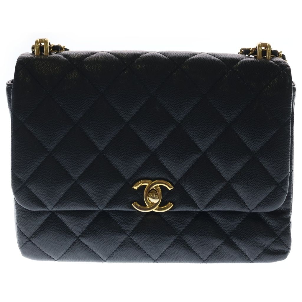 CHANEL (シャネル) ミニマトラッセ チェーンショルダーバッグ ブラック キャビアスキン AS3580 ゴールド金具