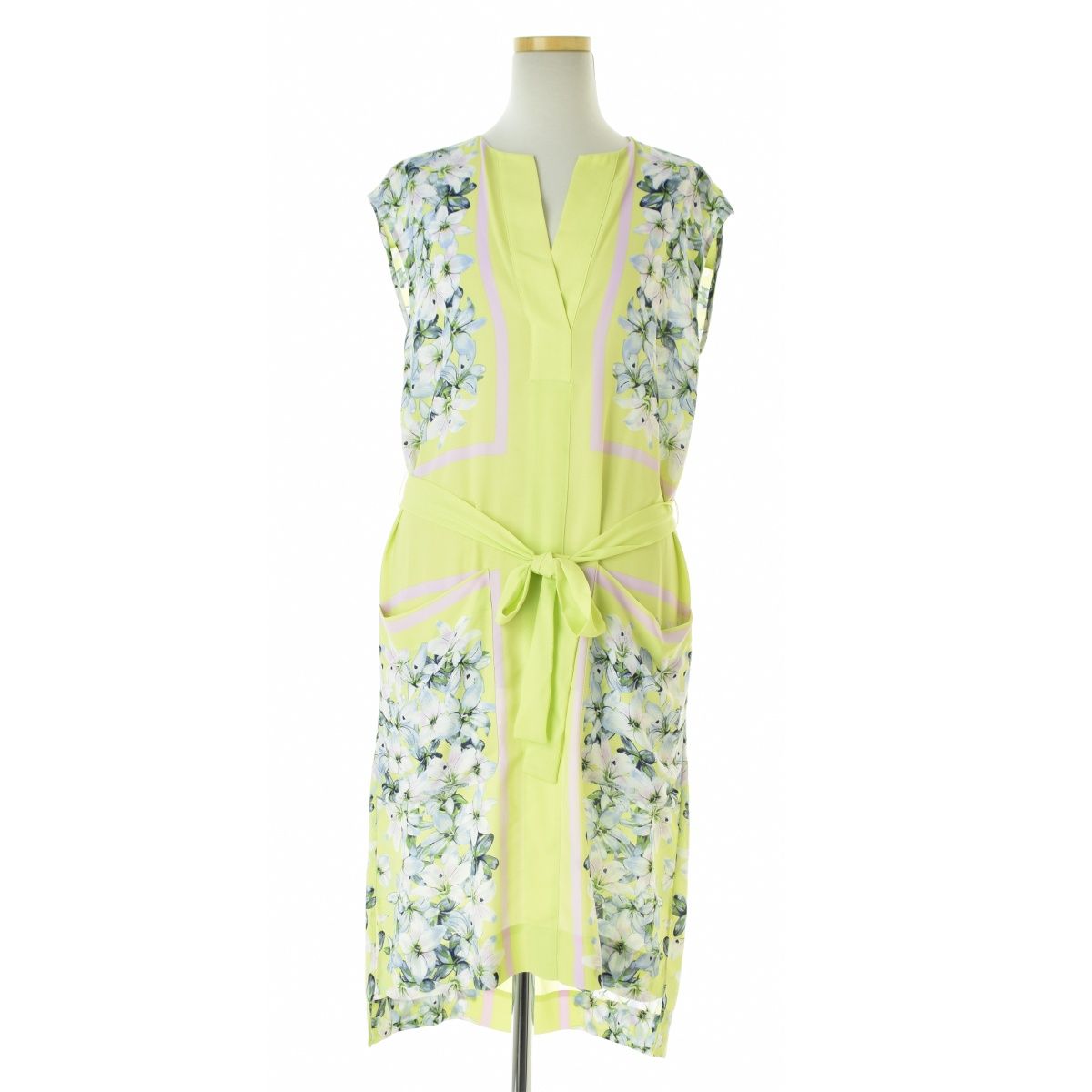 BCBGMAXAZRIA】ELIZABET フラワースカーフノースリーブワンピース