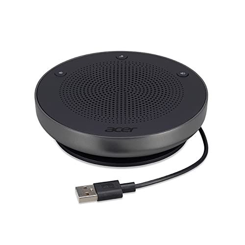 Acer カンファレンススピーカー ASK130 スピーカーフォン 会議用 マイク スピーカー 一体型 双方向通話 USBマイク USB-A接続 最大6人 360° 全指向性集音マイク アンプ ノイズキャンセリング エコーキャンセラー コンパクト 1 国内発送