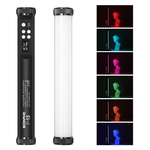 soonpho P13 撮影用 スティックライト RGBビデオライト 29CM LEDチューブライト フルカラー 2500-8500K色温度 FXモード 記憶機能 4000mAh充電式 マグネット搭載 卓上スタンド 日本語説明書付き ブラック ?30 国内発送