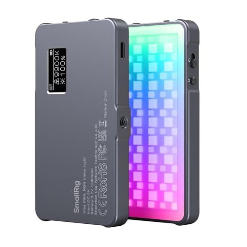 SmallRig P96L RGBビデオライト ポータブルLEDカメラライト CRI 96+調光可能2500K-8000K、充電式LEDデジタル21 種類のエフェクト、CRI 96+、OLED ディスプレイ、写真とビデオの照明、長いバッテリー寿命、携 国内発送