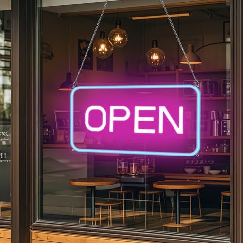 屋外 LEDネオンサイン OPEN 営業中 店舗 オープン 光る看板 ネオンライト 店頭宣伝看板 高防水IP65 高輝度COBテープ 宣伝目立つ効果 長寿命 サインボード ACアダプター付 壁掛け/吊り下げ両用 おしゃれ ビジネス向け 店舗 バー 居 国内発送