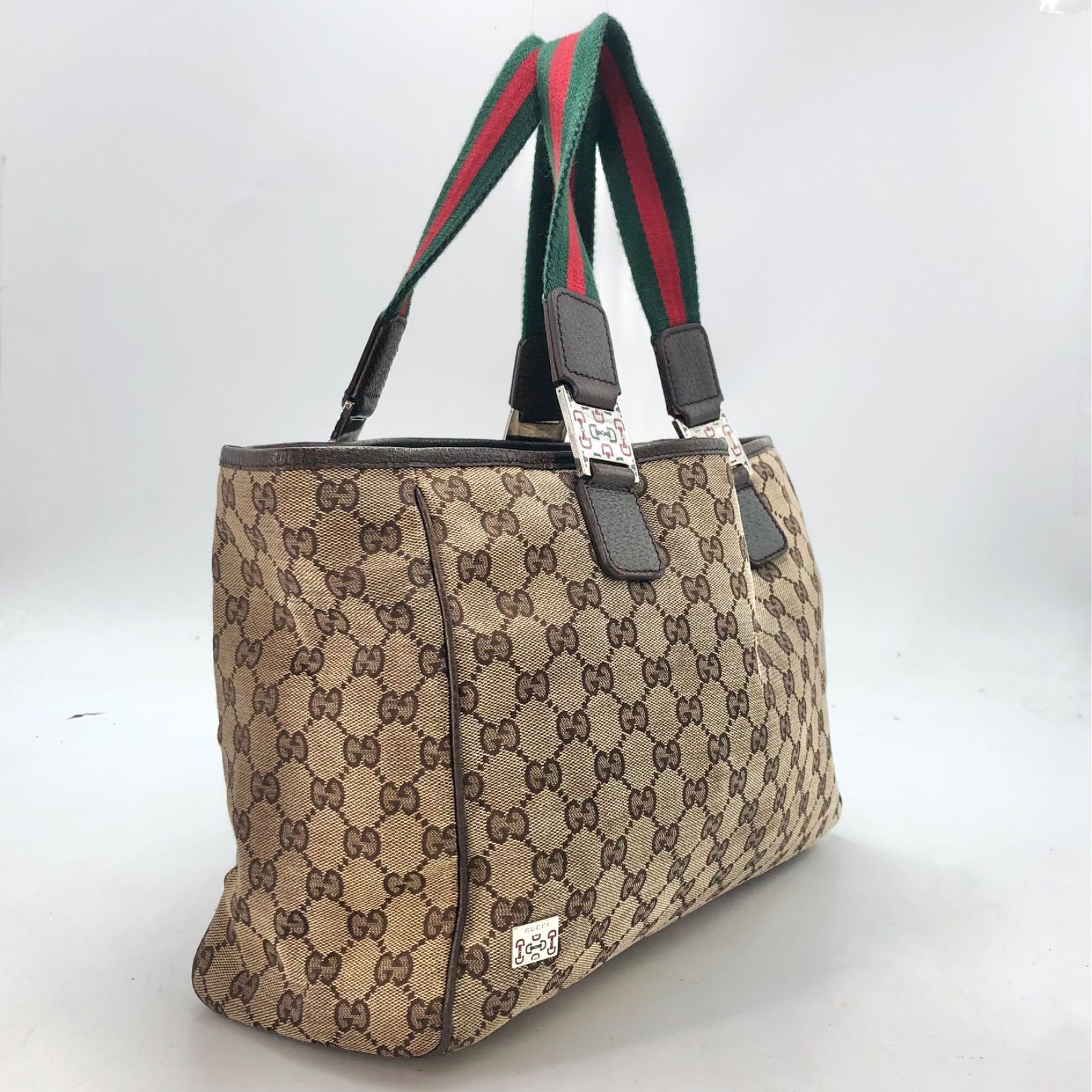 グッチ GGキャンバス トートバッグ シェリーライン ベージュ ダーク