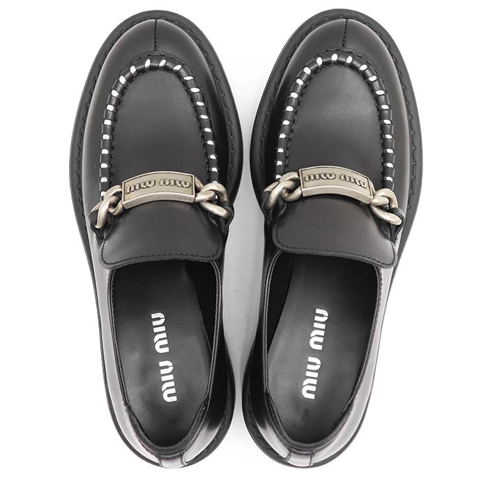 美品　miu miu ローファー　38 美品】Miu Miu ミュウ ミュウ ビットローファー サイズ 38 レディース
