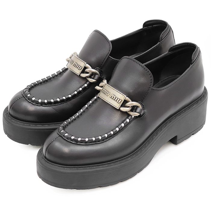 美品　miu miu ローファー　38 美品】Miu Miu ミュウ ミュウ ビットローファー サイズ 38 レディース