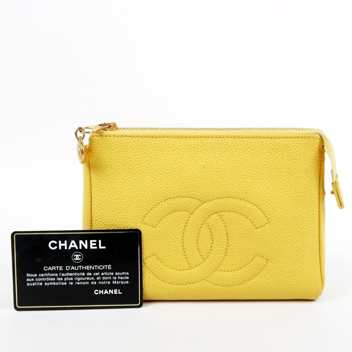 美品】CHANEL シャネル キャビアスキン ポーチ 小物入れ ココマーク