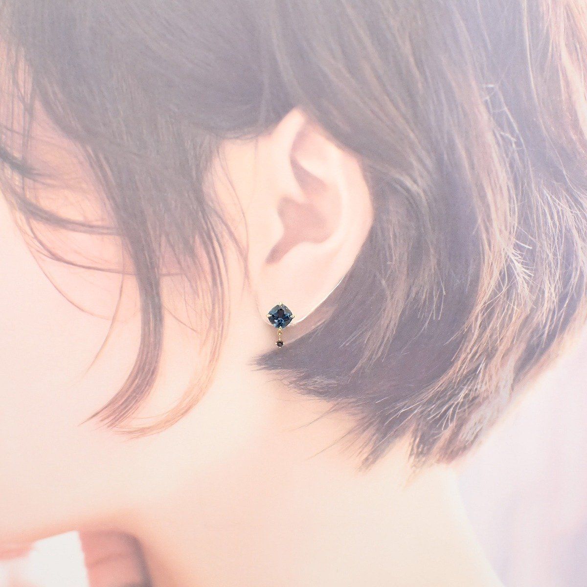 STAR JEWELRY スタージュエリー DEEP SEA ピアス K18YG/ブルートパーズ