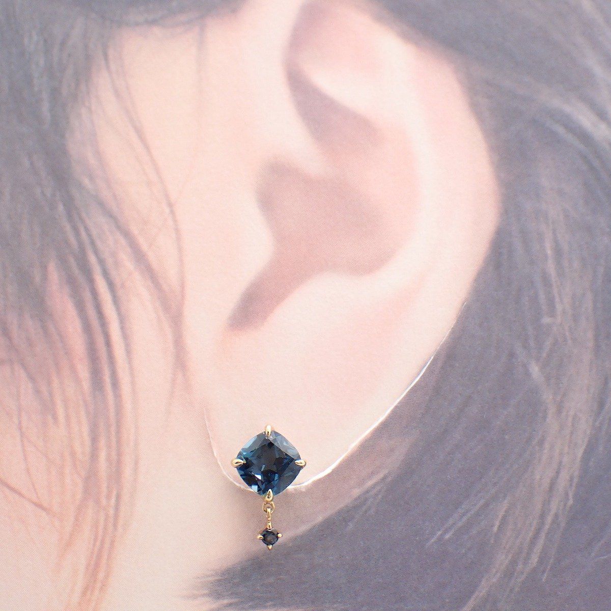 STAR JEWELRY スタージュエリー DEEP SEA ピアス K18YG/ブルートパーズ