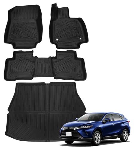 新型 ハリアー 80系 フロアマット+トランクマット 4点セット HARRIER 80 2020年6月～現行 ガソリン車/ハイブリッド車対応 足元マット 3D立体カーマットTPE素材 防水 滑り防止 耐汚れ 取付簡単 カスタムパーツ 車種専用設計 (ハリアts