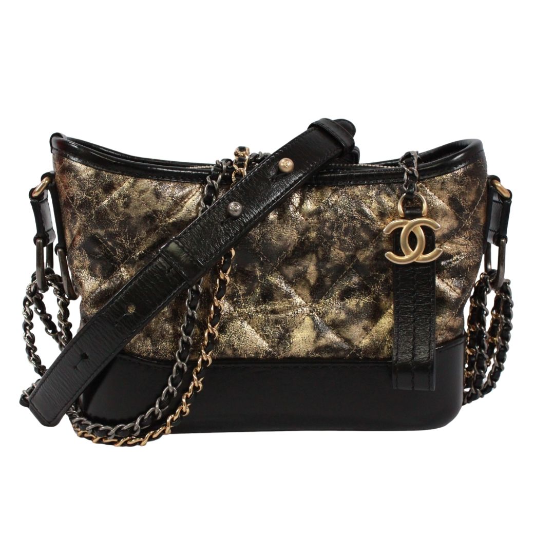 CHANEL シャネル ガブリエルドゥシャネル ホーボー ショルダーバッグ レザー ブラック/ゴールド【中古】 レディース