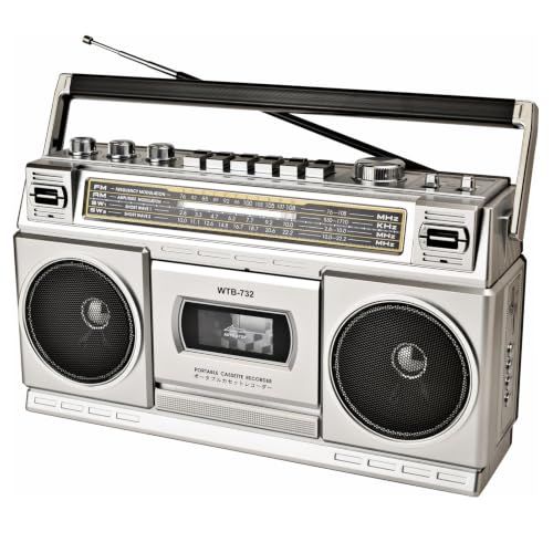 ラジカセ レトロ 80年代スタイル カセットプレーヤー内蔵 Bluetooth/USB/SD対応 AM/FM/SW1/SW2ラジオ 24W ステレオ デュアルスピーカー(WTB-732)送料無料 59325cba