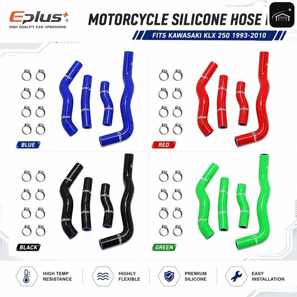 シリコン製モーターサイクルクーラントホースキット カワサキ KLX 250 1993-2010 4層ラジエーターホース レッドグリーンカスタムパーツ