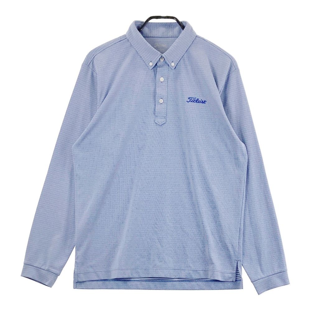 Size: LL TITLEIST Titleist Button-Down Long Sleeve Polo Shirt Total Pattern Blue [240101740537] Golf Wear Mens Storst
