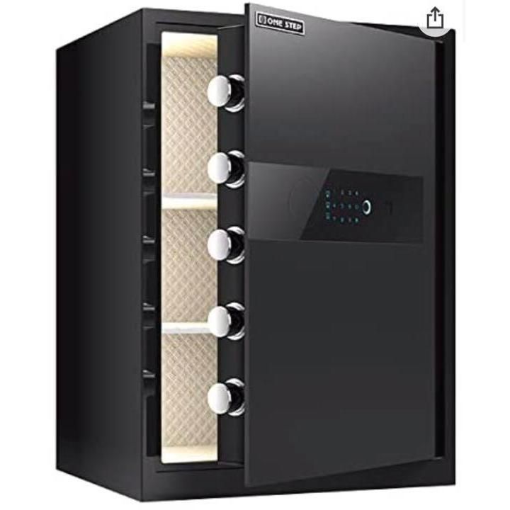 電子金庫 タッチパネル (60cm, 黒) 指紋認証 アラーム機能付き 壁付け対応