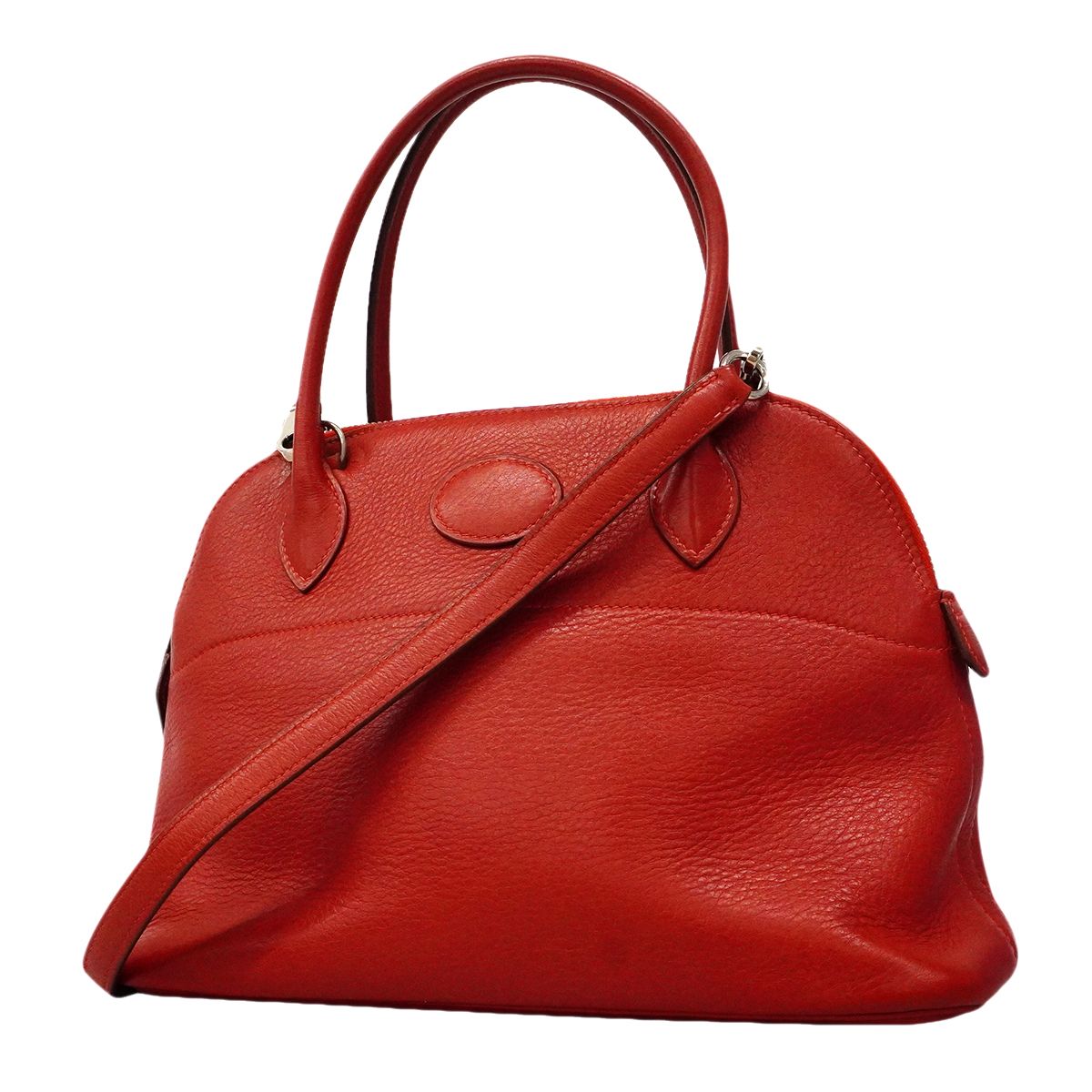 【6gc3227】エルメス ハンドバッグ ボリード27 エバーカラー ルージュヴィフ シルバー金具 □J刻印 2wayバッグ【中古】レディース