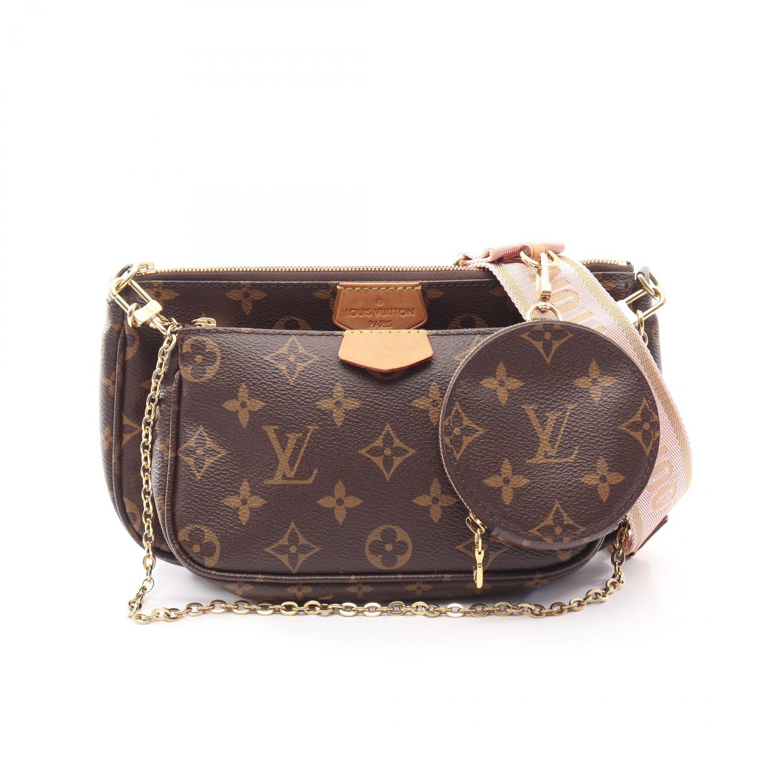 ルイ・ヴィトン LOUIS VUITTON ショルダーバッグ ミュルティ ポシェット アクセソワール モノグラム M44840 ローズクレール PVCコーティングキャンバス レザー ミュルティ・ポシェット・アクセソワール