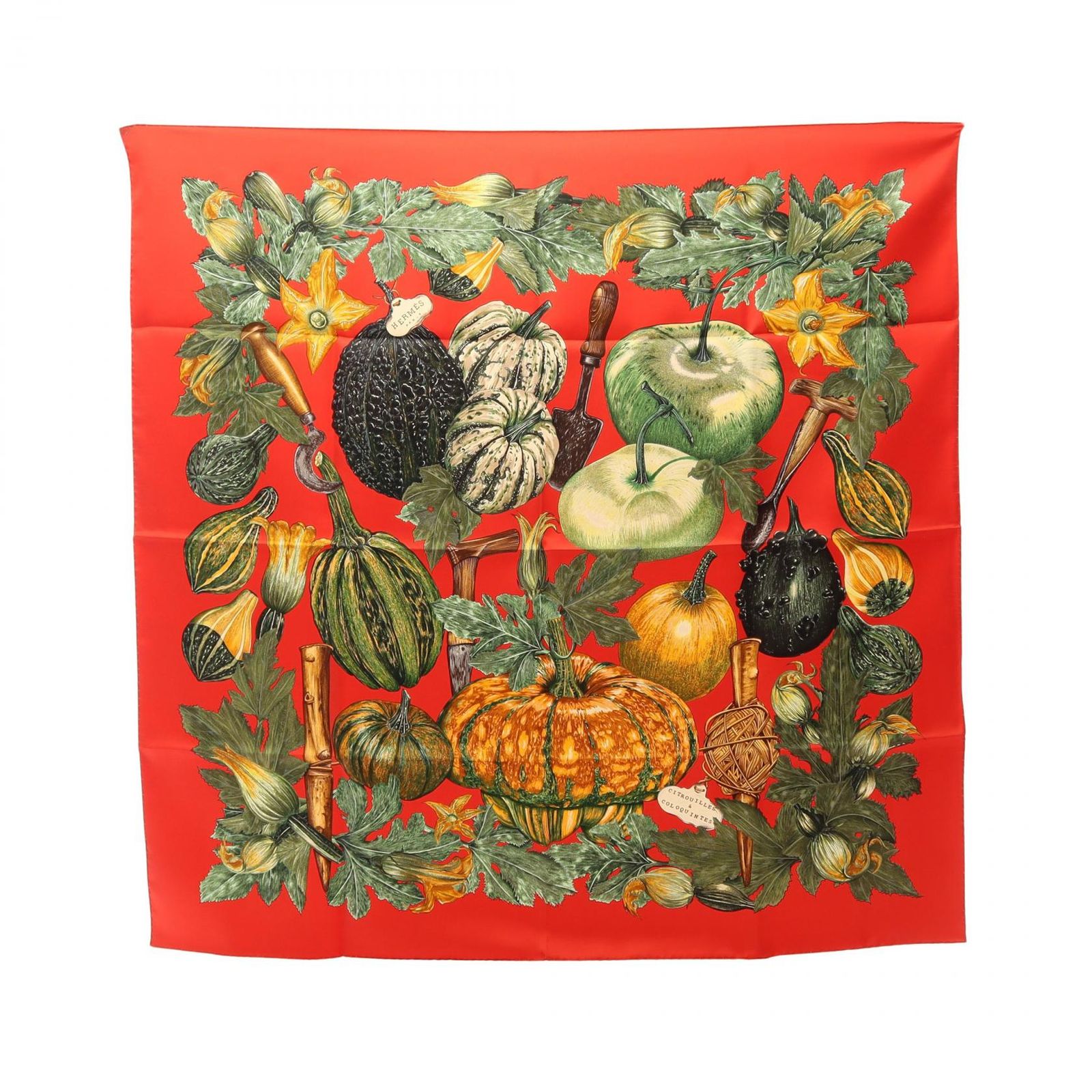 エルメス HERMES スカーフ カレ90 CITROUILLES ET COLOQUINTES シルク カレ90 レディース Used A