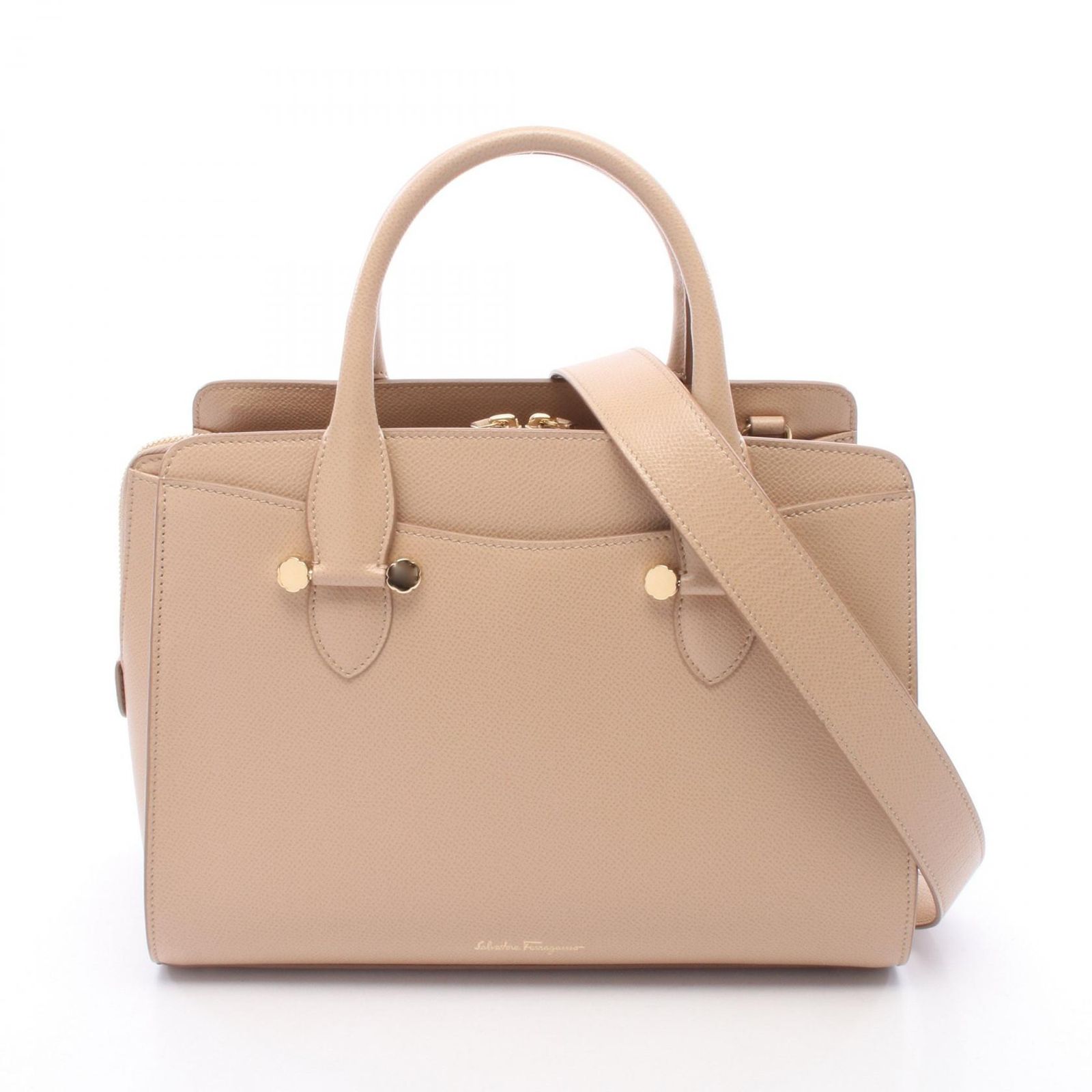 サルヴァトーレフェラガモ Salvatore Ferragamo ハンドバッグ TODAY トゥデイ 2WAY ベージュ レザー トゥデイ 2wayショルダー レディース Used A
