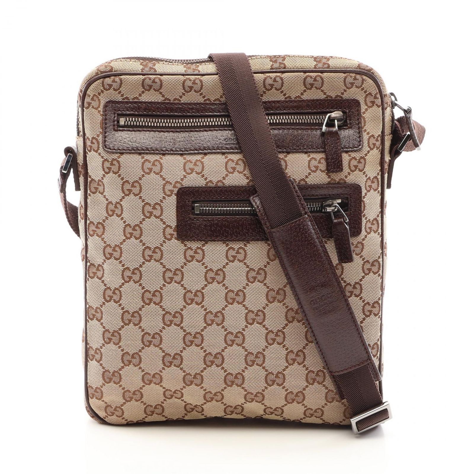 グッチ GUCCI ショルダーバッグ GGキャンバス 92551 ベージュ/ブラウン キャンバス レザー ショルダーバッグ ユニセックス Used B