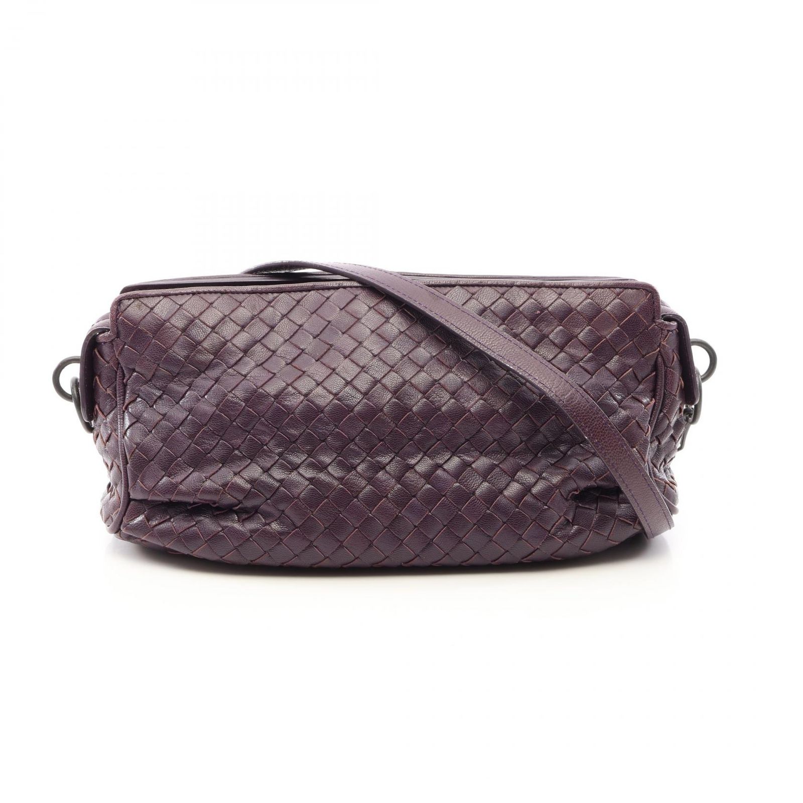 ボッテガヴェネタ BOTTEGA VENETA ショルダーバッグ イントレチャート パープル レザー イントレチャート ショルダーバッグ レディース Used A