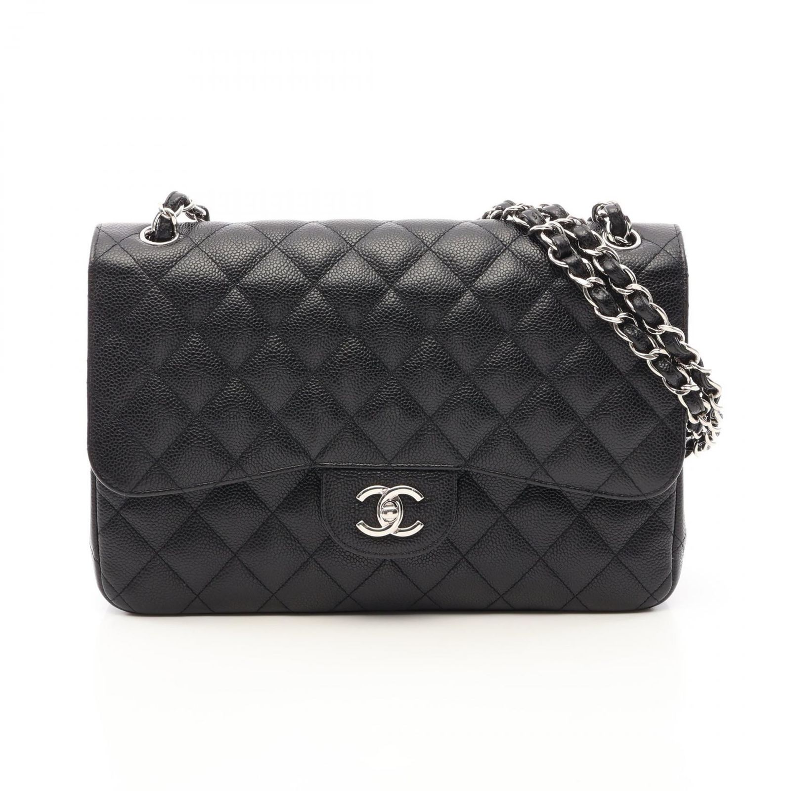 シャネル CHANEL ショルダーバッグ デカマトラッセ30 クラシック ラージ Wフラップ ブラック キャビアスキン(グレインドカーフ) デカマトラッセ チェーンショルダー