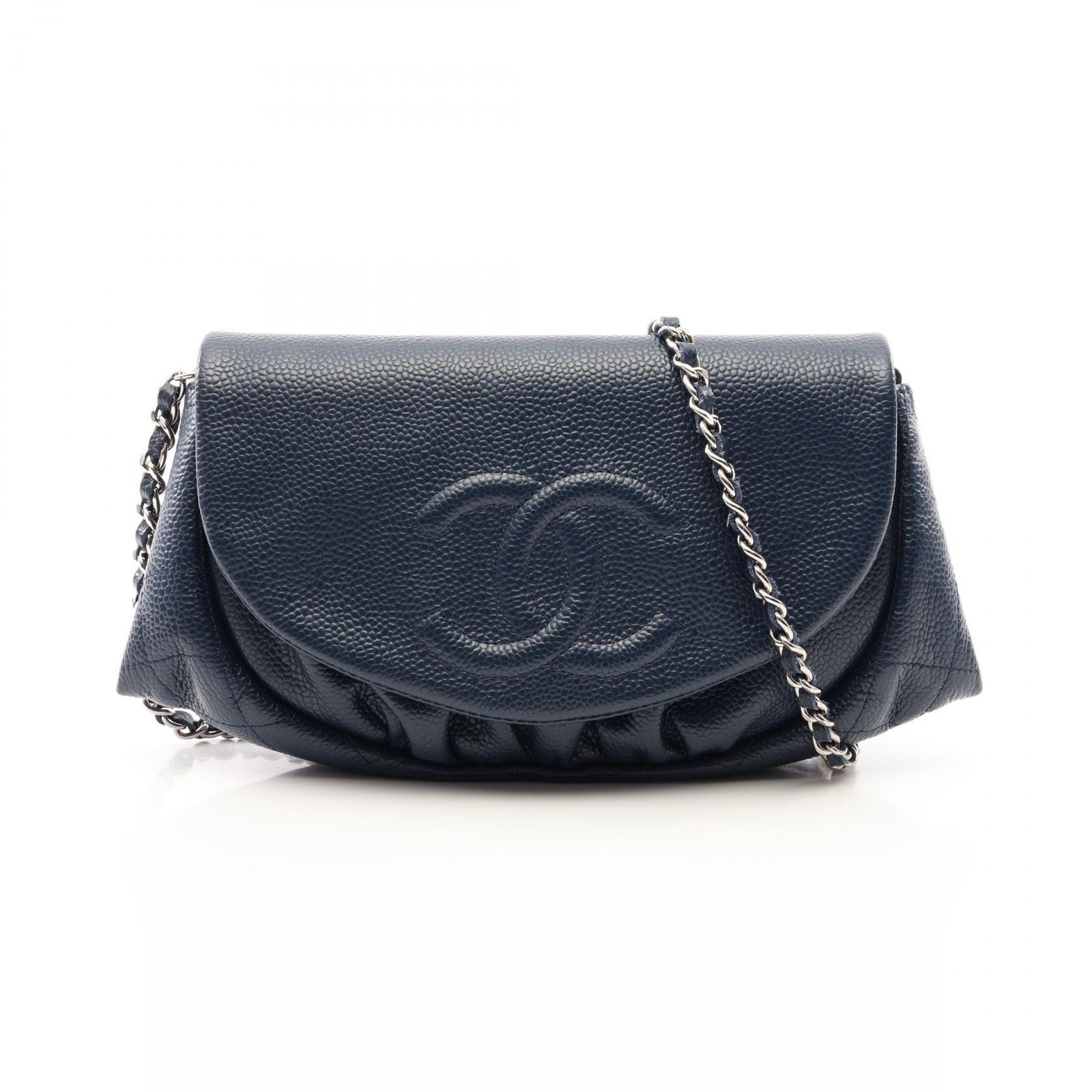 シャネル CHANEL ショルダーバッグ ハーフムーン ココマーク A40033 ネイビー キャビアスキン(グレインドカーフ) ココマーク ハーフムーン チェーンウォレット
