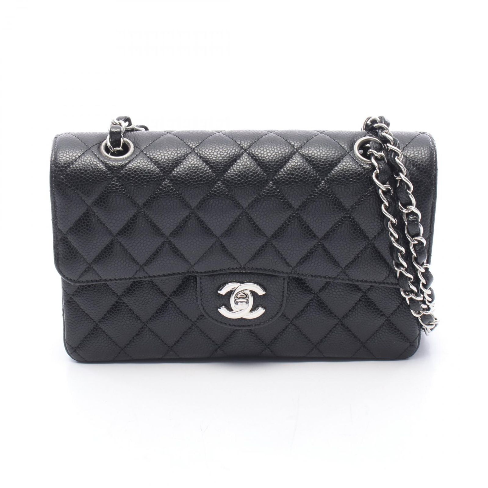 シャネル CHANEL ショルダーバッグ マトラッセ Wフラップ ブラック キャビアスキン(グレインドカーフ) マトラッセ ダブルフラップ チェーンショルダー レディース
