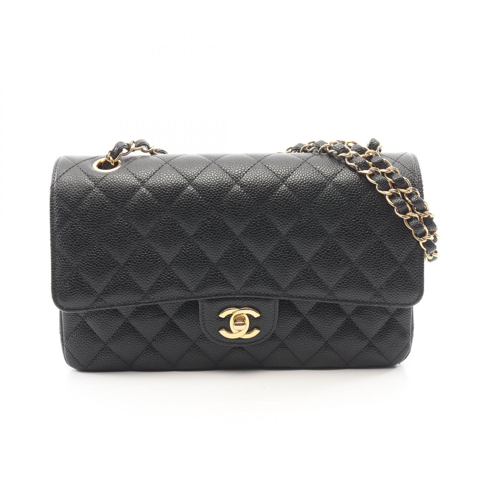 シャネル CHANEL ショルダーバッグ マトラッセ Wフラップ A01112 ブラック キャビアスキン(グレインドカーフ) マトラッセ ダブルフラップ チェーンショルダー