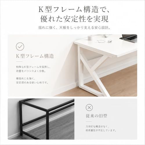 ★新品★デスク パソコンデスク 幅80cm×奥行60×高さ74cm オフィスデスク 北欧 机 PCデスク テレワーク 作業机 ラック付き リモートワーク用 シンプル コンパクト 勉強机 化粧台 一人暮らし 人間工学 省スペース 在宅勤務 組立 5f895310