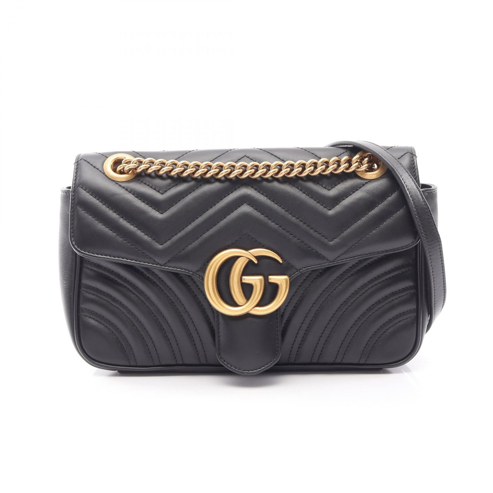グッチ GUCCI ショルダーバッグ GGマーモント キルティング スモール 443497 ブラック レザー GGマーモント チェーンショルダーバッグ ミディアム レディース Used A