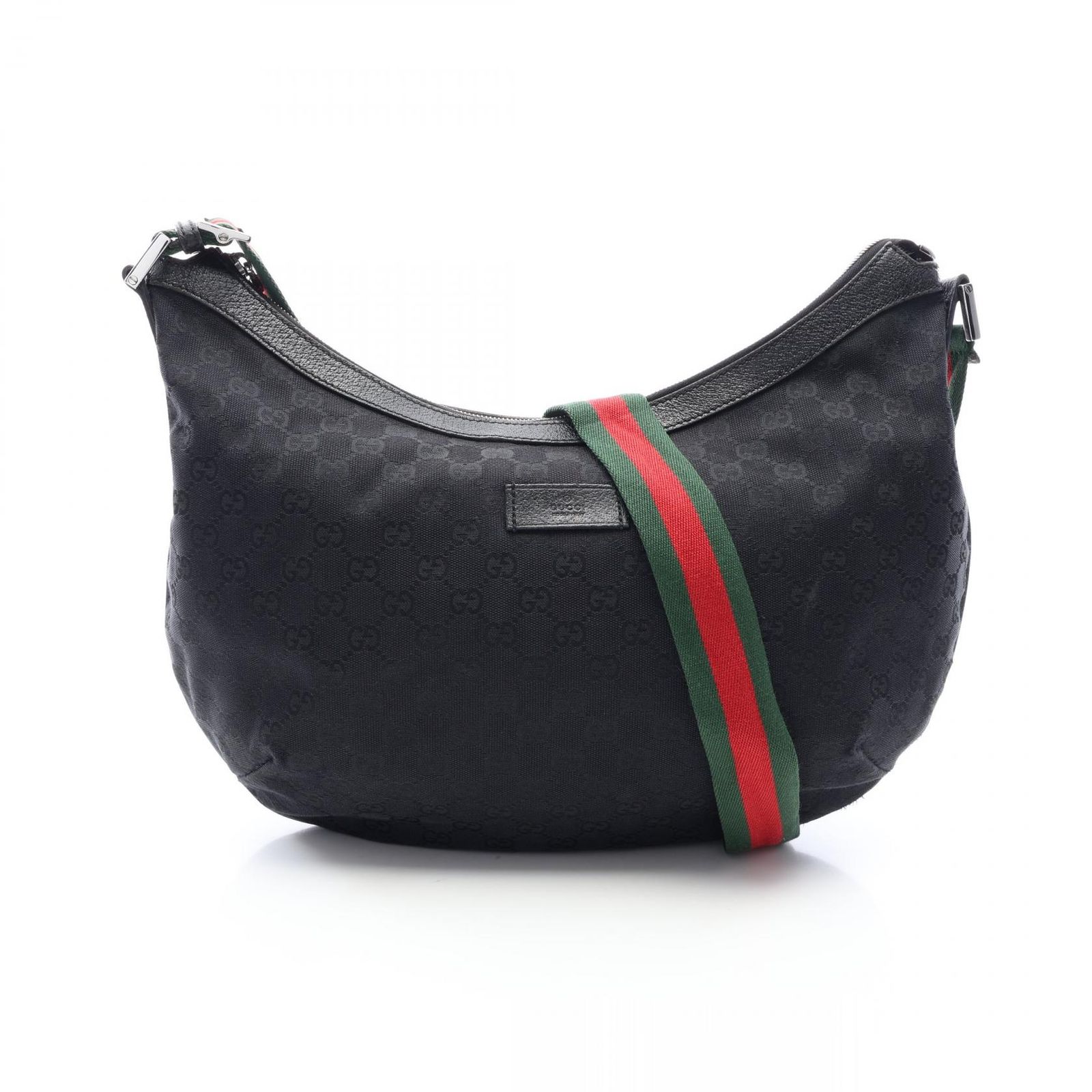 グッチ GUCCI ショルダーバッグ GGキャンバス シェリーライン 189752 ブラック キャンバス レザー ショルダーバッグ レディース Used B