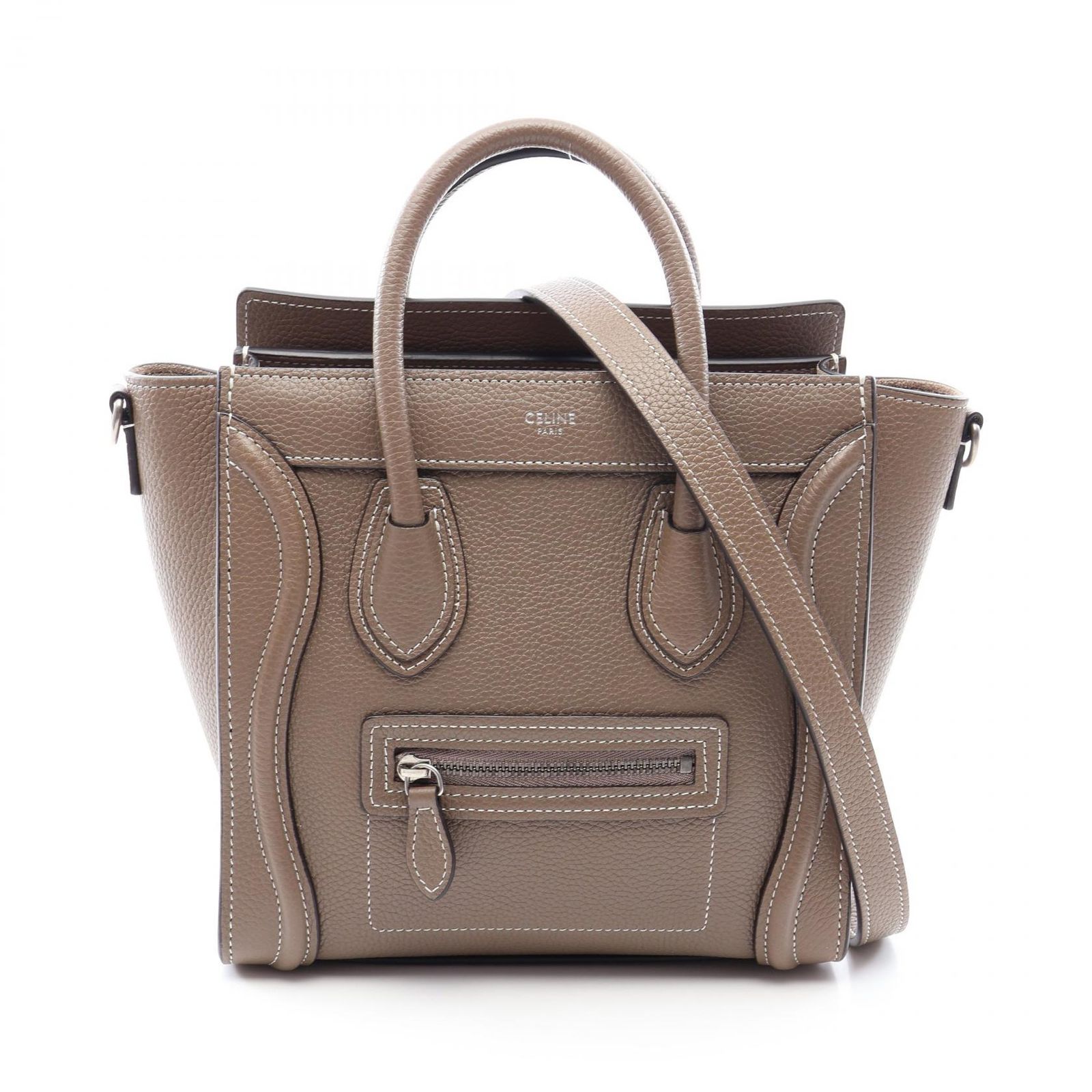 セリーヌ CELINE ハンドバッグ ラゲージ ナノショッパー 2WAY グレージュ レザー ラゲージ ナノ ショッパー レディース Used A