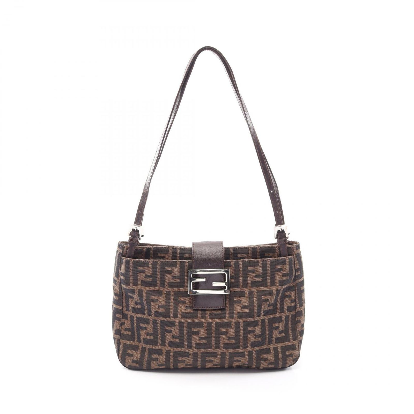 フェンディ FENDI ショルダーバッグ ズッカ ブラック/ブラウン キャンバス レザー ズッカ ショルダーバッグ レディース Used B
