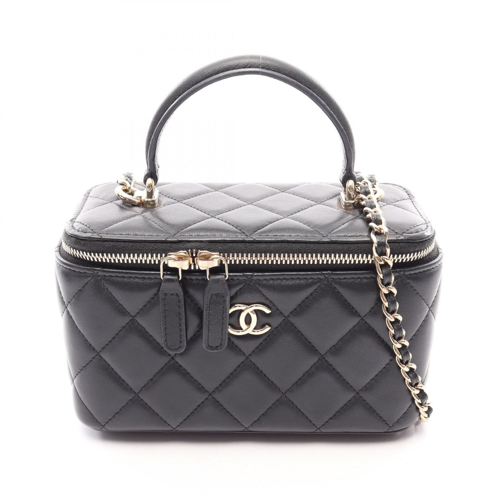 シャネル CHANEL ショルダーバッグ マトラッセ バニティバッグ 2WAY AP2199 ブラック ラムスキン（羊革） マトラッセ バニティ 2wayチェーンショルダー レディース
