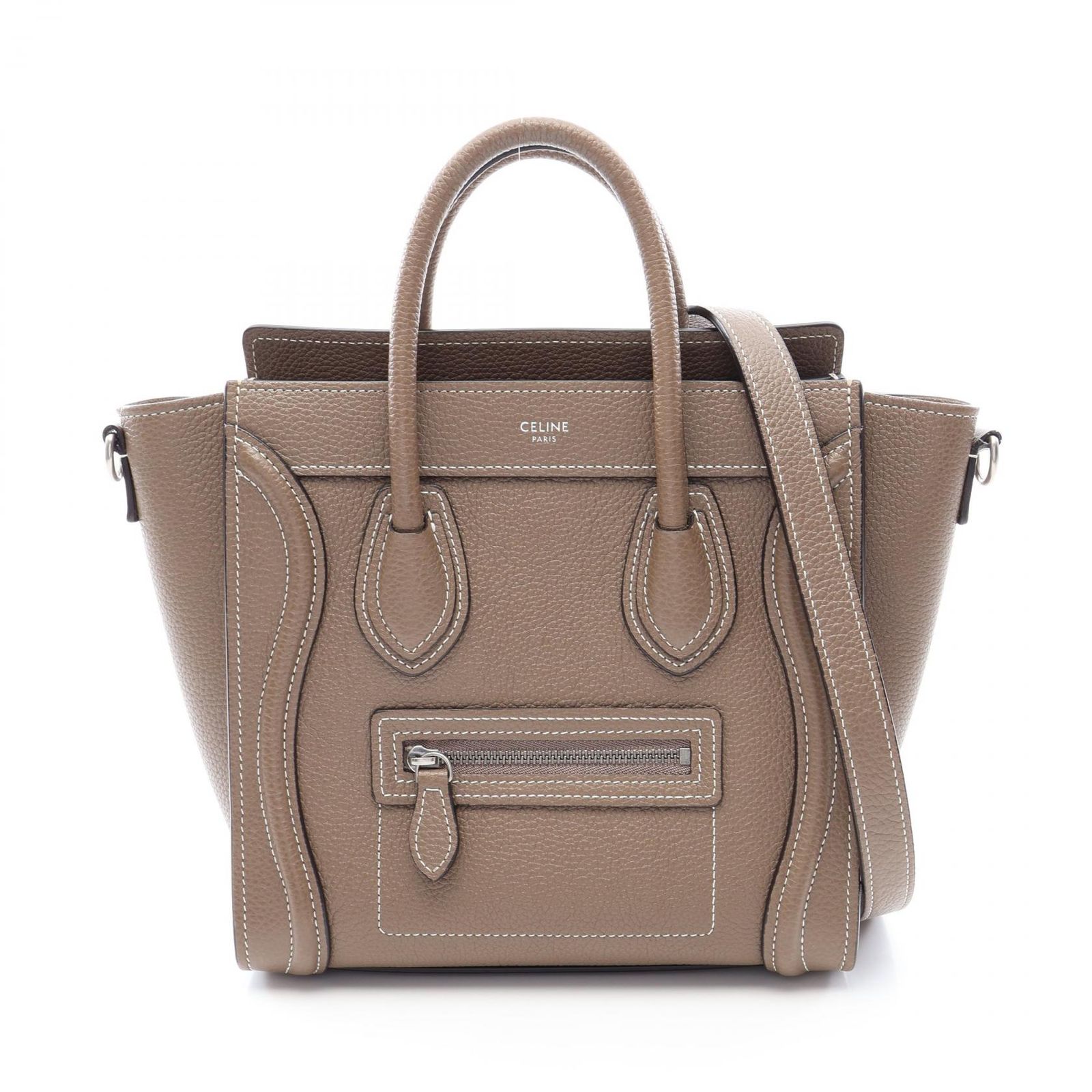 セリーヌ CELINE ハンドバッグ ラゲージ ナノショッパー 2WAY グレージュ レザー ラゲージ ナノ ショッパー レディース Used A