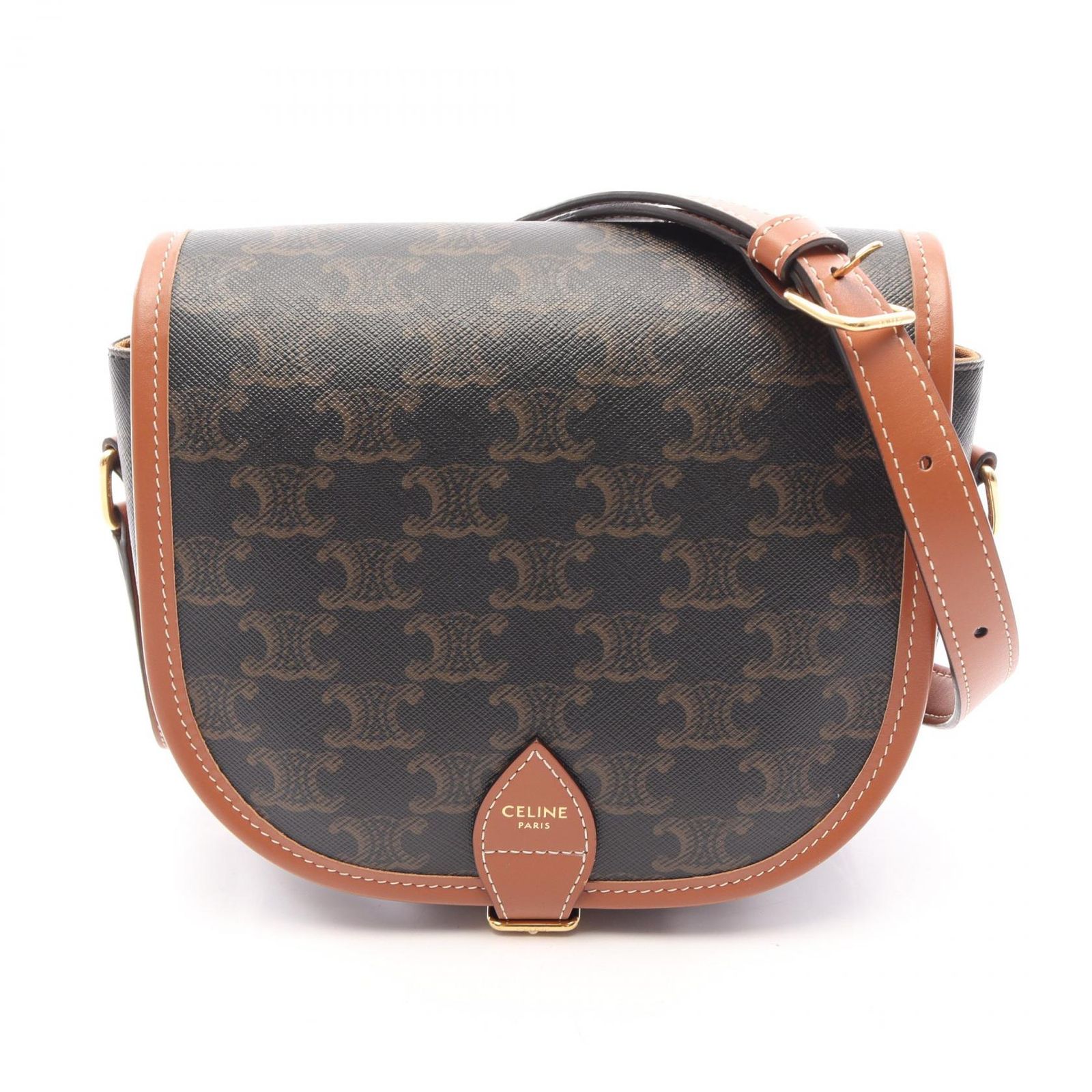 セリーヌ CELINE ショルダーバッグ フォルコ ミディアムバッグ トリオンフ 191502BZJ.04LU ブラック/ブラウン PVCコーティングキャンバス レザー トリオンフ ミディアム フォルコ