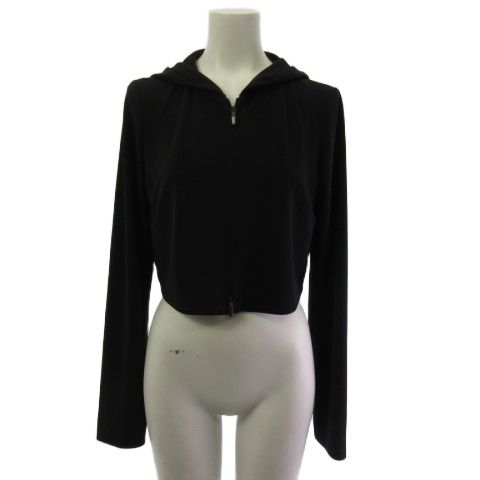 美品♡フォクシーニューヨーク レディパーカー クロップド丈 ダブルジップ 黒 フォクシーニューヨーク FOXEY NEW YORK パーカー クロップド 黒