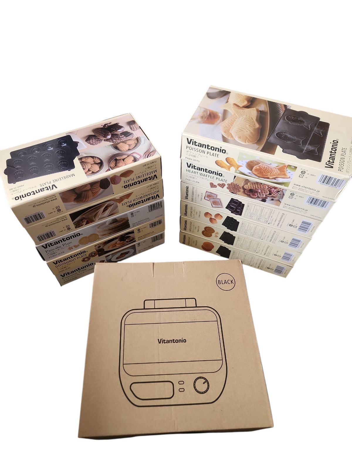 ​【新品未使用】ビタントニオ ホットサンドメーカー ブラック プレート10点付