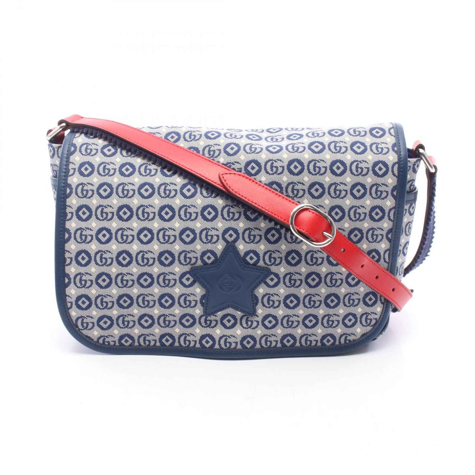 グッチ GUCCI ショルダーバッグ チルドレンズ ダブルG 664143 ブルー/レッド キャンバス レザー チルドレンズ ダブルG ショルダーバッグ ユニセックス Used A