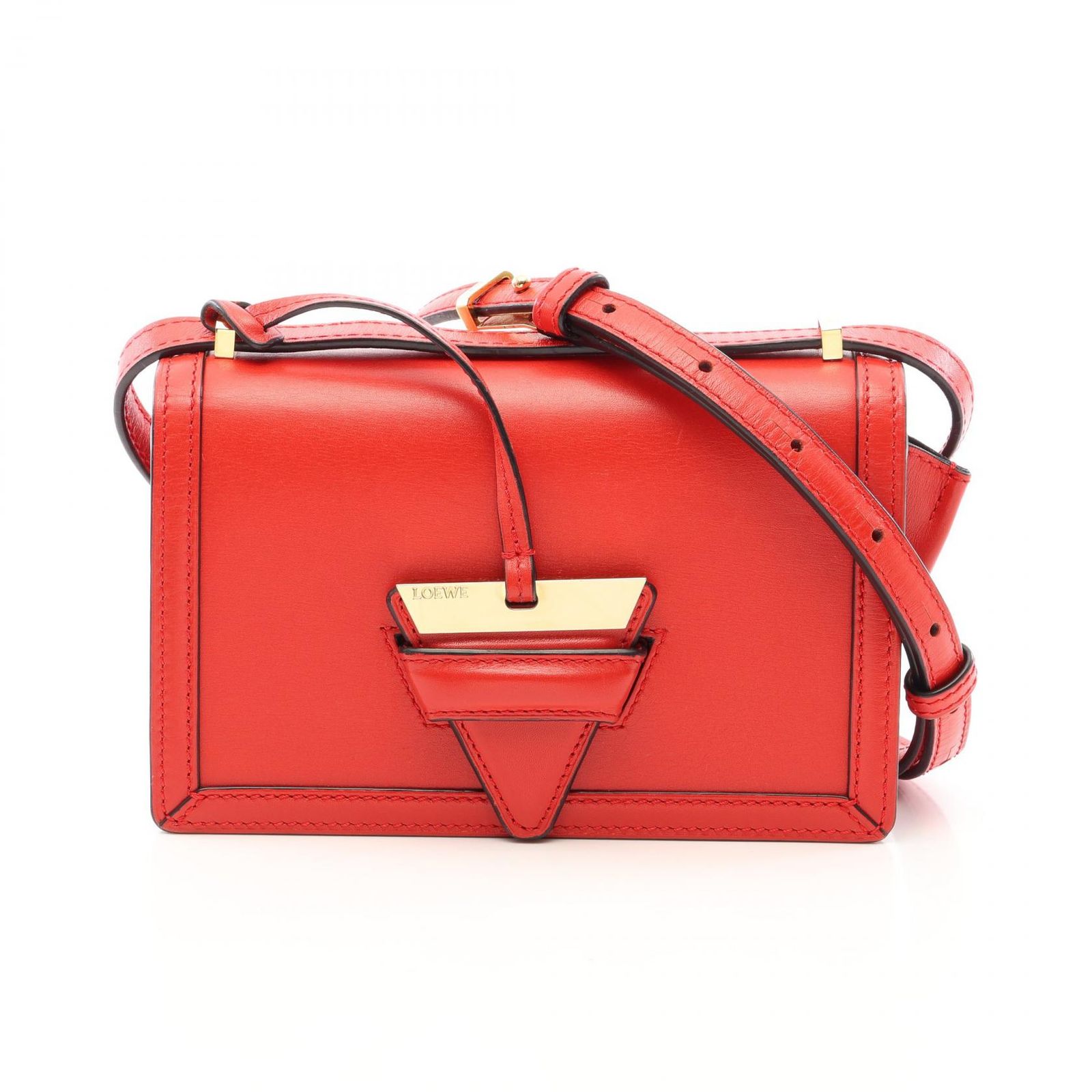ロエベ LOEWE ショルダーバッグ バルセロナ ショルダーバッグ レッド レザー バルセロナ ショルダーバッグ レディース Used A