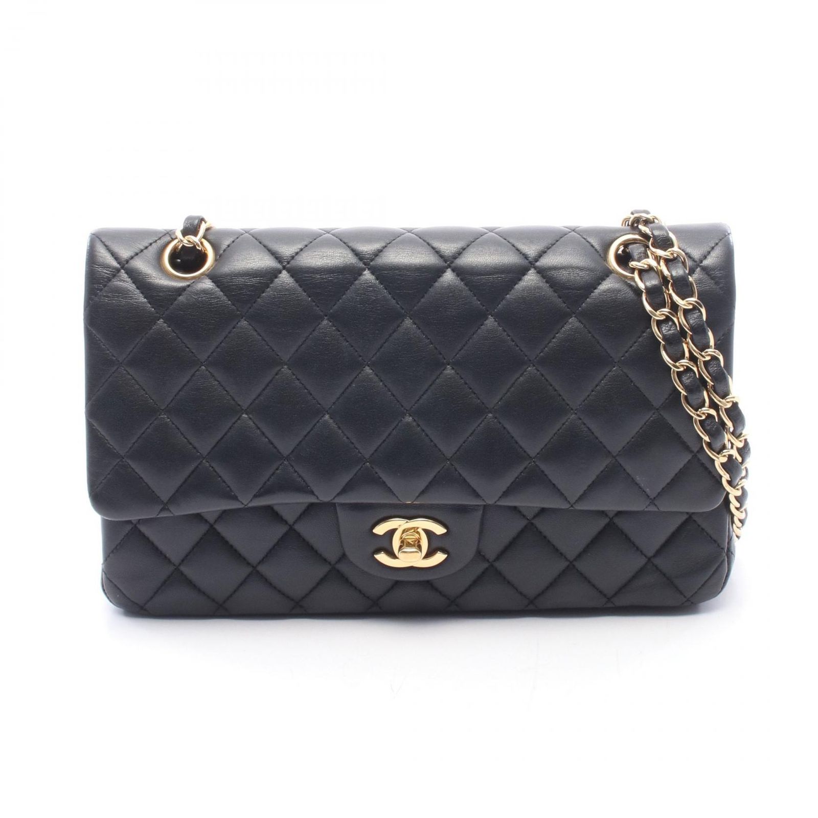 シャネル CHANEL ショルダーバッグ マトラッセ Wフラップ ブラック ラムスキン（羊革） マトラッセ ダブルフラップ チェーンショルダー レディース Used A